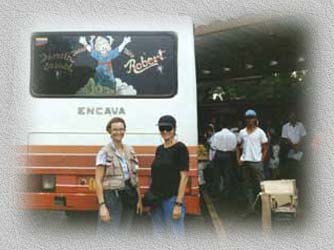 Deb & Kaye changing buses in Ciudad Bolivar