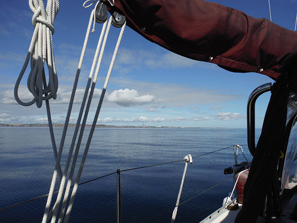 Flat calm seas on the approach to Peterhead