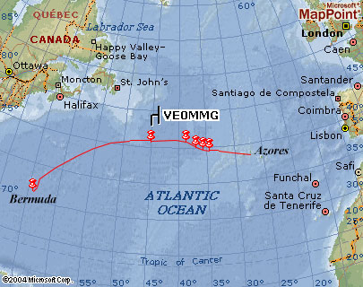 Transiting an arc between Bermuda and the Azores (riding the Gulf Stream).
