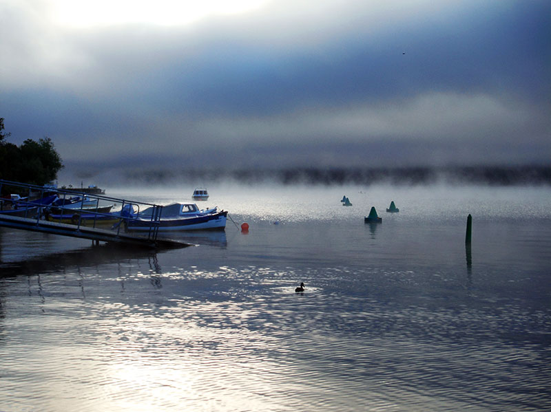 Early morning light on the mist on Loch Ness