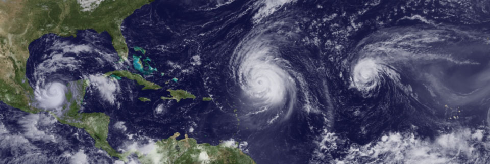 Hurricanes in the Atlantic.