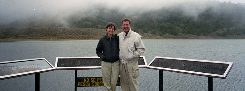 Willie and Deb visit a lagoon in the Andes Mountains while traveling to Merida.